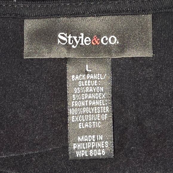 Style & Co Cardigan Women Large Black White Open Waterfall Geometric Long Sleeve - Picture 6 of 9